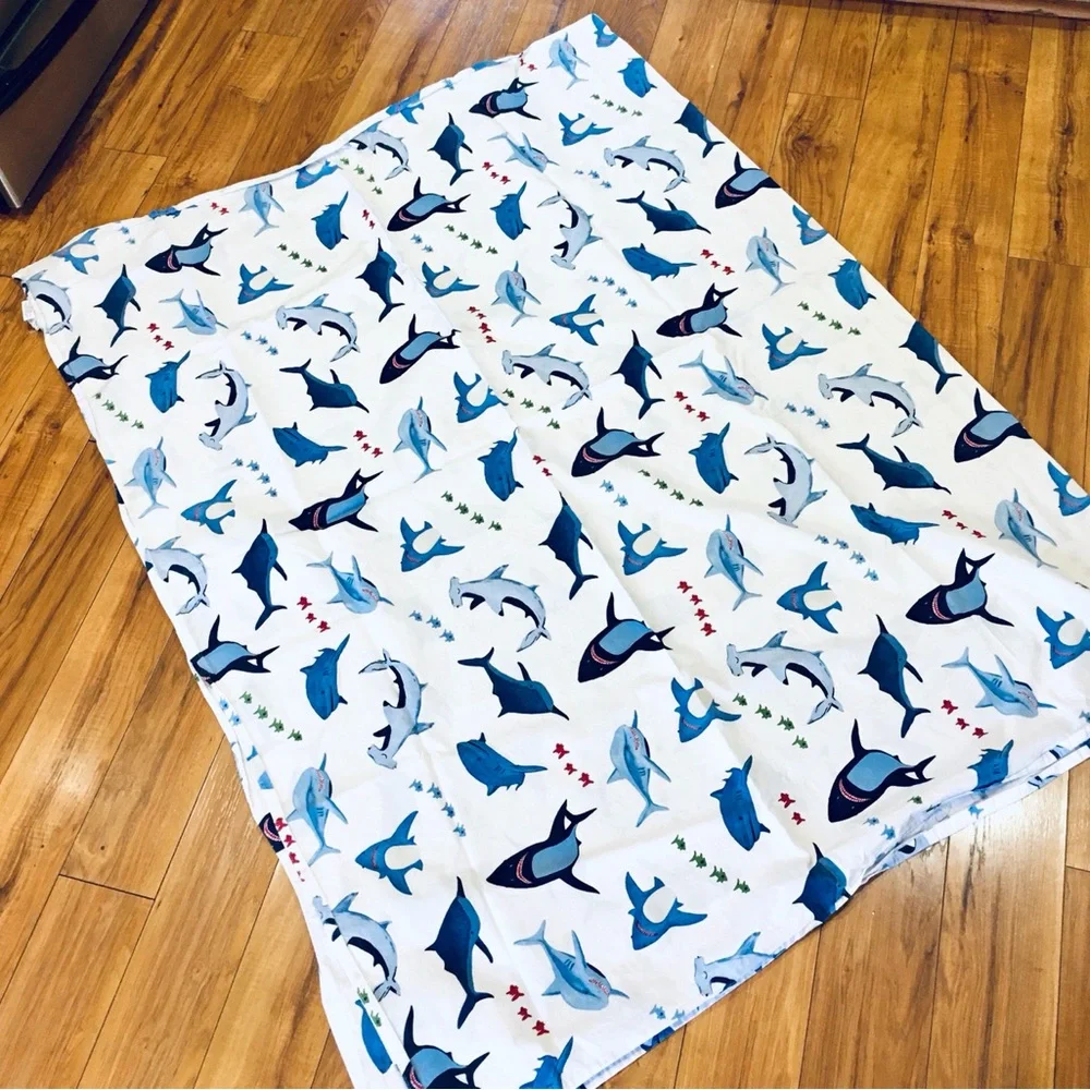 Pottery Barn sheet twin kids bedroom whales ocean surf beach nautical co…